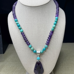 Jay King JK12 Amethyst & Turquoise  DTR Desert Rose Trading Mine Finds 925 Sterling  Necklace