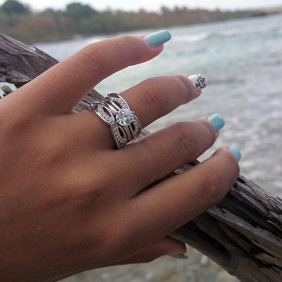 Pear Diamond Halo Twist Shank Unique Engagement With 2 Hermes Ring