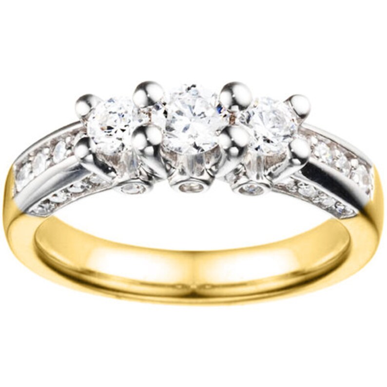 Gorgeous 1.19ct Prong and Prong in Channel Set Round Cubic Zirconia Sterling Silver Wedding Anniversary Fashion Ring with side profile CZ.