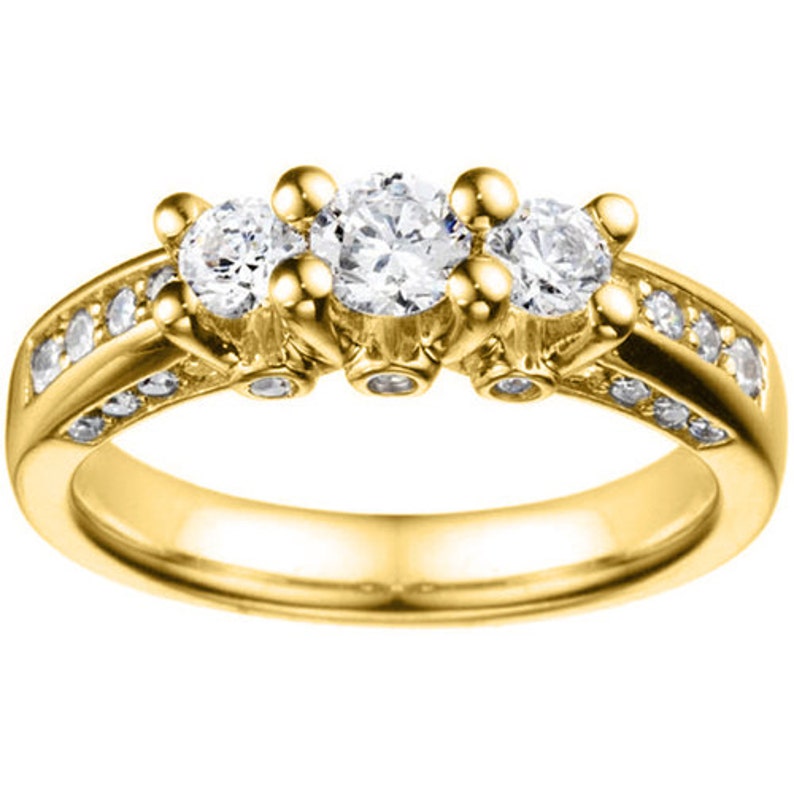 Gorgeous 1.19ct Prong and Prong in Channel Set Round Cubic Zirconia Sterling Silver Wedding Anniversary Fashion Ring with side profile CZ.