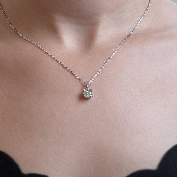 Moissanite on sale necklace etsy