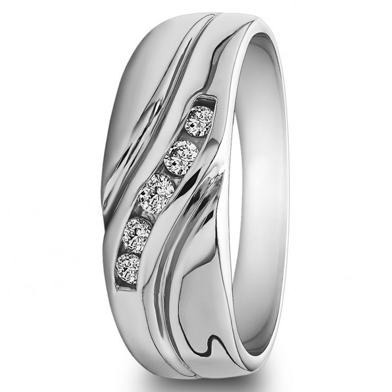 Genuine Birthstone Unique Mens Ring with Twisted Designer Shank Set in Sterling Silver .29ctw