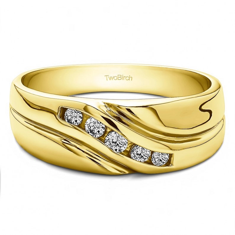 Genuine Birthstone Unique Mens Ring with Twisted Designer Shank Set in Sterling Silver .29ctw
