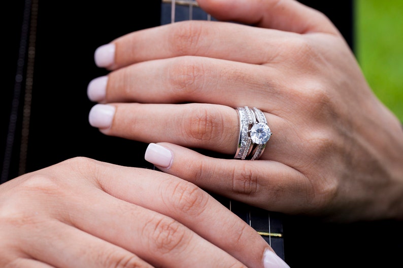 Classic Cathedral Wedding Band Guard Sterling Silver Ring Etsy