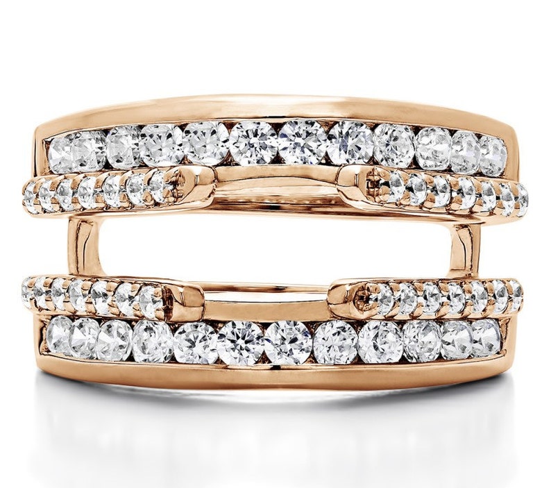 Classic Cathedral Wedding Band Guard Rose Plated Sterling Etsy