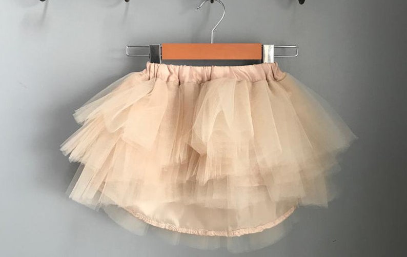 3 tiered Latte tulle skirt girls kids bridesmaid skirt valentines skirttutu high low hem tutu mommy and me matching engagement skirt