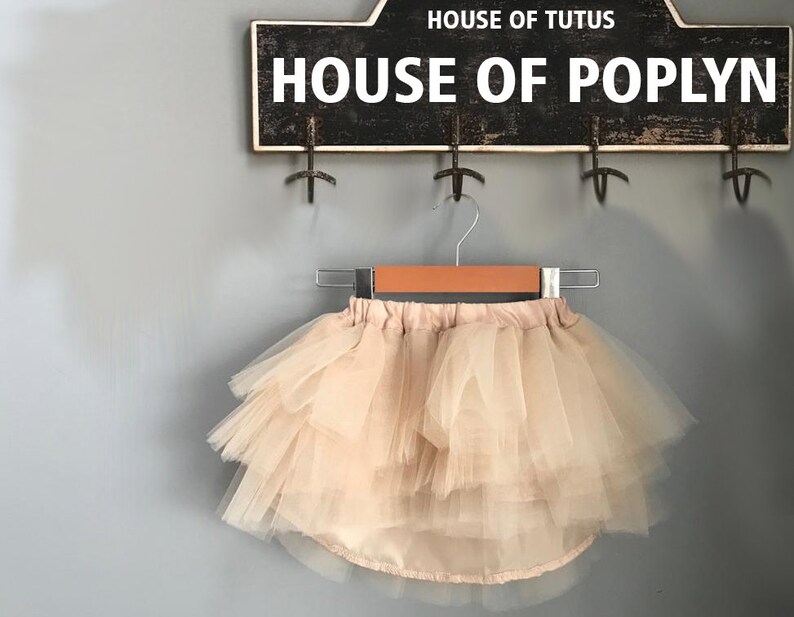 3 tiered Latte tulle skirt girls kids bridesmaid skirt valentines skirttutu high low hem tutu mommy and me matching engagement skirt