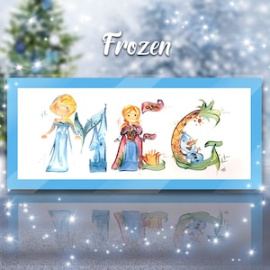 Pintura personalizada com nomes congelados, arte com nomes da Disney/arte com letras