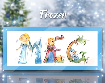 Custom Frozen Name Painting, Disney Name Art / Letter Art