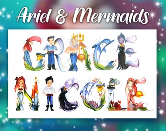 Ariel Disney Mermaid Name Painting | Name Art | Letter Art | Name Letters