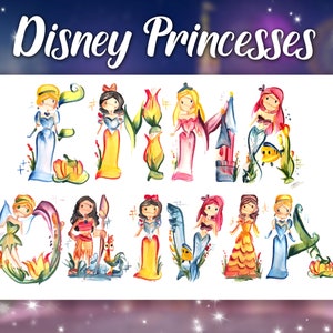 Pintura con el nombre de la princesa Disney / Arte con el nombre / Arte con letras / Letras con el nombre
