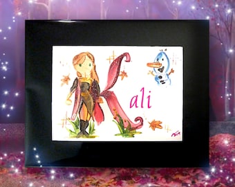 Frozen 5x7 Personalized Name Painting - Elsa, Anna, Kristoff | Name Art