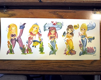 アリエル ディズニー マーメイド 名前の絵画 | 名前アート | 文字