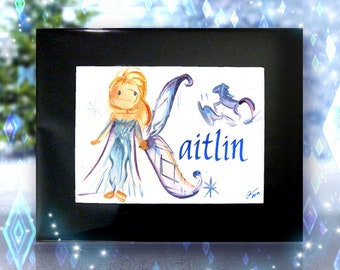 Frozen 5x7 Personalized Name Painting - Elsa, Anna, Kristoff | Name Art