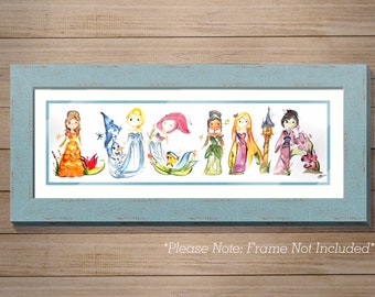 Custom Name Painting, Painted name letters, letter art, Disney name art, Frozen Painting, Name prints, Kids, Baby, Princess letters,