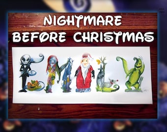 Custom Nightmare Before Christmas Name Painting - Tim Burton, Jack Skellington, Halloween, Sally/ Oogie Boogie / Name Art / Disney /