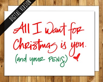 Printable Christmas Card. Naughty Christmas Card For Boyfriend For Him Husband. Funny Christmas Card DIY. All I Want IN100D