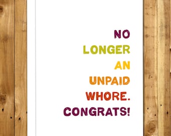 Funny Wedding Card: Sarcastic Congratulations, Newlywed Gift