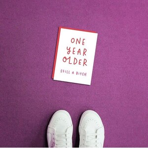 Rude Birthday Card for Her "One Year Older Still A Bitch" Funny Sarcastic Best Friend Birthday Gift, Sister Cousin Bestie Card IN247 image 3