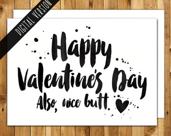 Valentines Day Card Printable - Printable Valentines Day Card - DIY Card - Funny Valentine Card - Instant Download - Nice Butt