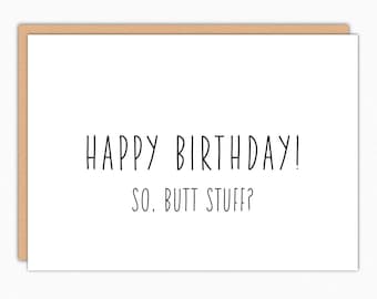 Funny Naughty Birthday Card For Boyfriend Girlfriend. Anal Sex Suggestive Birthday Card. Naughty Cards. Butt Stuff IN517