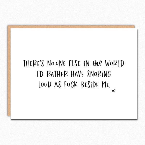 Funny Valentines Day Card. Valentine Card For Boyfriend Girlfriend. Funny Anniversary Card For Husband For Wife For Partner. Snoring 215