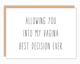 Naughty Valentines Day Gift. For Boyfriend For Husband. Naughty Anniversary Card For Him. Funny Valentines Day Card. Best Decision Ever 178