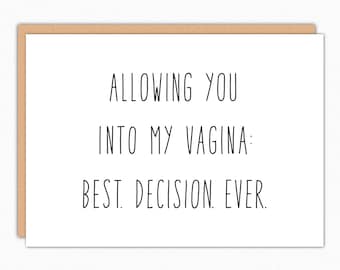 Naughty Fathers Day Gift. For Boyfriend For Husband. Naughty Anniversary Card For Him. Funny Fathers Day Card. Best Decision Ever 178