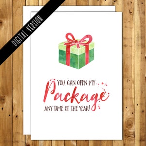 Christmas Printable - DIY Card - Digital Download Funny Christmas Card - Boyfriend Christmas Card - Naughty Christmas Card - Open My Package