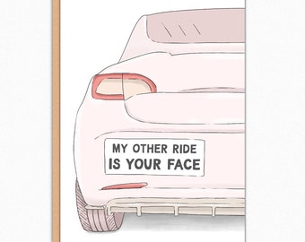 Naughty Valentines Day Greeting Card. Tesla Inspired Greeting Card. My Other Ride IN544