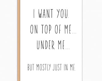 Naughty Cards For Valentines Day. I'm horny card. Dirty Card. Sex Card. For Husband For Boyfriend. Naughty Care Package Gift. I Want You 364