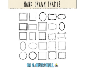 Cadres de griffonnage dessinés à la main : cliparts scrapbooking (téléchargement numérique)