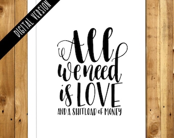 Printable Anniversary Card - Printable Love Card - Digital Valentines Day Card - Valentine Printable Card - All We Need Is Love