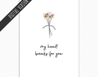 Printable Sympathy Card: Minimal Floral Bereavement Gift (Digital Download 5x7 PNGs)