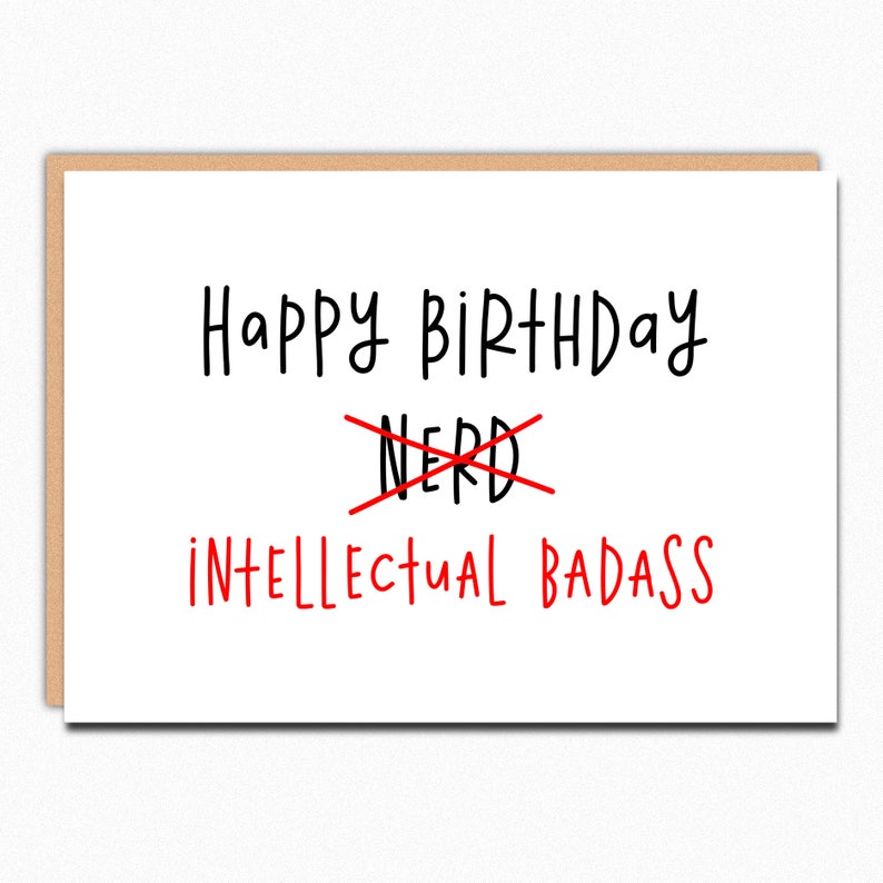 Nerd Gift. Nerd Birthday Card. Intellectual Badass Card. Funny Etsy