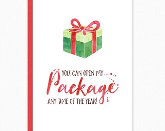 Funny Christmas Card For Him. For Her. Boyfriend Christmas Card. Funny Holiday Card. Naughty Christmas. Open My Package 119