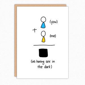 Cartas traviesas. Funny Boyfriend Card. Funny Girlfriend Card. Mature Valentines Day Card. Nosotros teniendo sexo en la oscuridad IN252 imagen 1