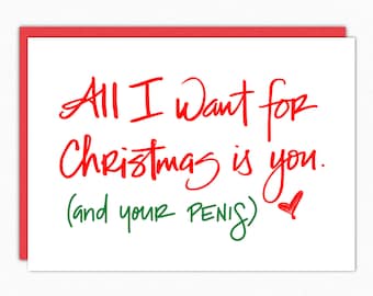 Boyfriend Christmas Gift. Christmas Card For Him. Boyfriend Christmas Card. Naughty Christmas Card. Funny Christmas. For Husband. All I Want