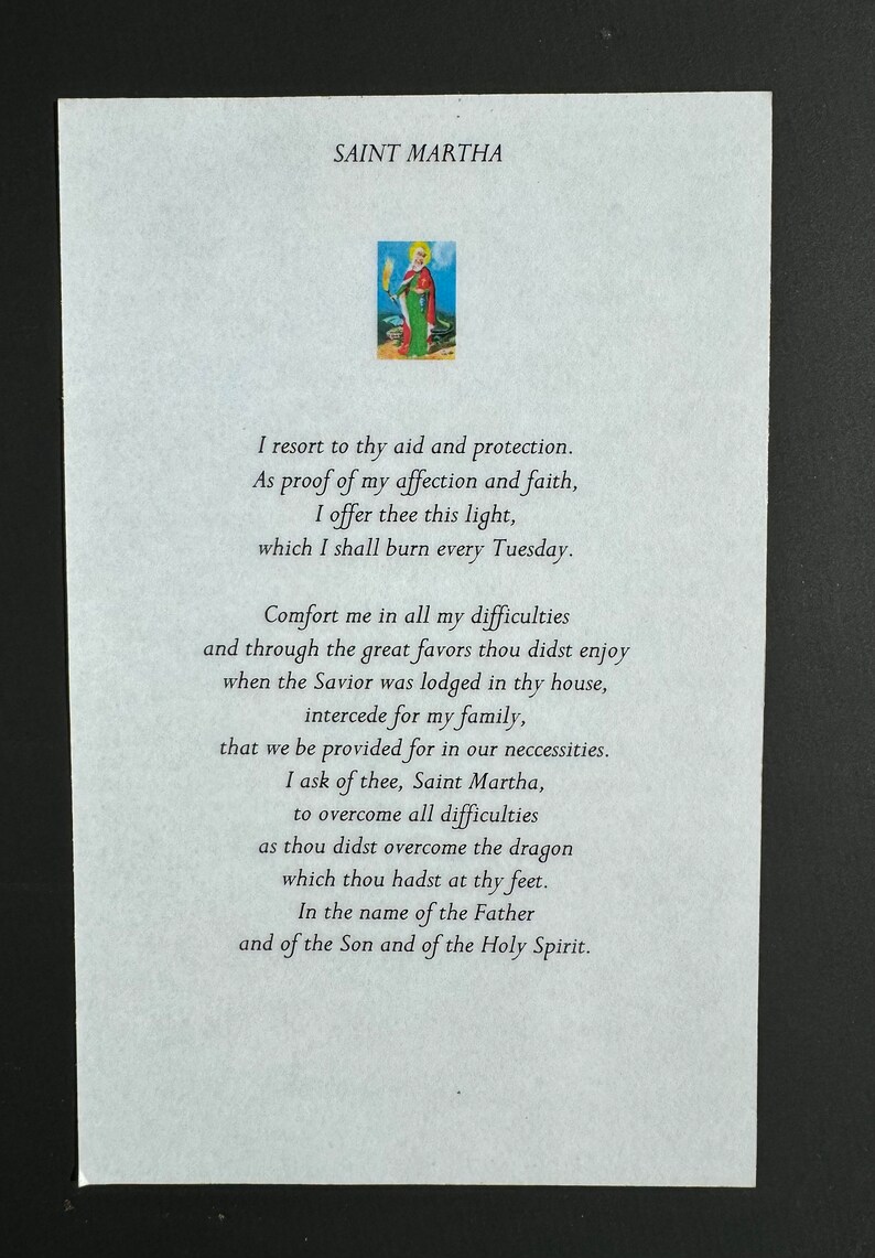 Saint Martha 4x6 Prayer Card Laminated in English 4x6 Tarjeta De ...