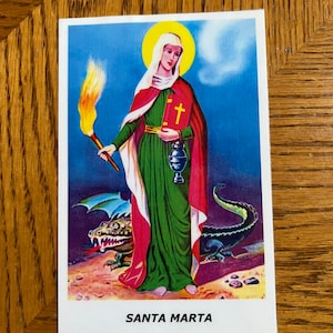 Santa Marta 4x6 Prayer card laminated in Spanish 4x6 Tarjeta de Oración laminada español