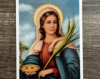 San Lucia Tarjeta de oración de San Lucia laminada en Espanol St Lucy prayer card in Spanish
