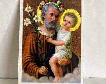 St. Joseph 4x6 Laminated Prayer card in English Tarjeta de oración San Jose laminada en inglés free shipping