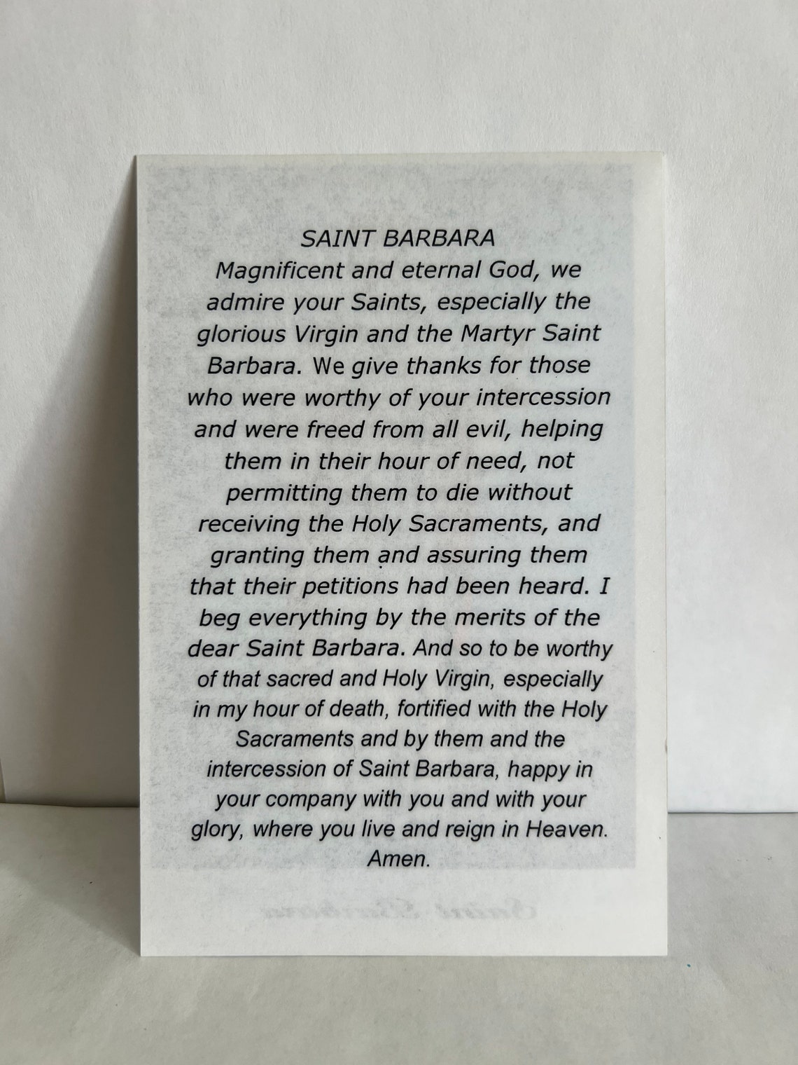 St Barbara Laminated Prayer Card in English Tarjeta De Oración Etsy UK