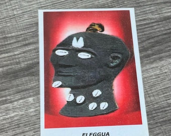 ELEGGUA 4x6 Prayer card laminated in Spanish ELEGGUA 4x6 Tarjeta de Oración laminada español