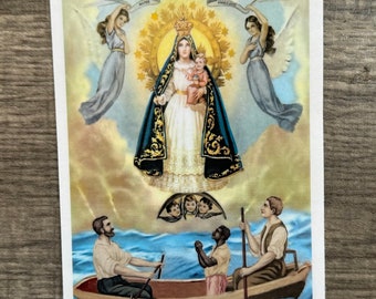 Virgen Caridad de Cobre Prayer Card 4x6 in English Tarjeta de Oración laminada en ingles