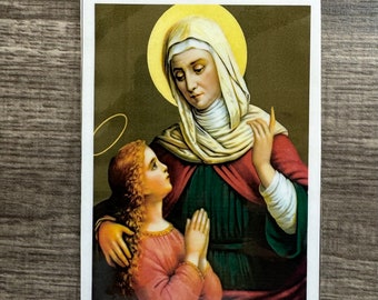 Santa Anna  prayer card 4x6 laminated card in Spanish