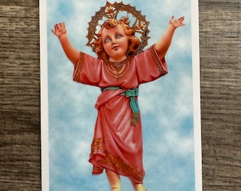 Divino Niño Jesus 4x6 Tarjeta de oración laminada en Espanol Divine Child prayer card in Spanish