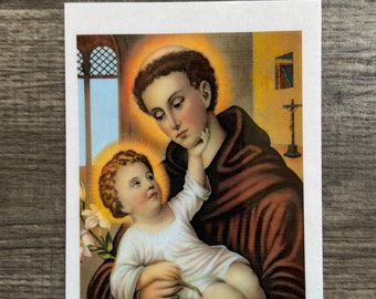 St Anthony 4x6 prayer card in English Tarjeta de Oración Laminada en ingles