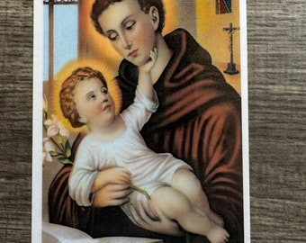 San Antonio 4x6 prayer card in Spanish Tarjeta de Oración Laminada español