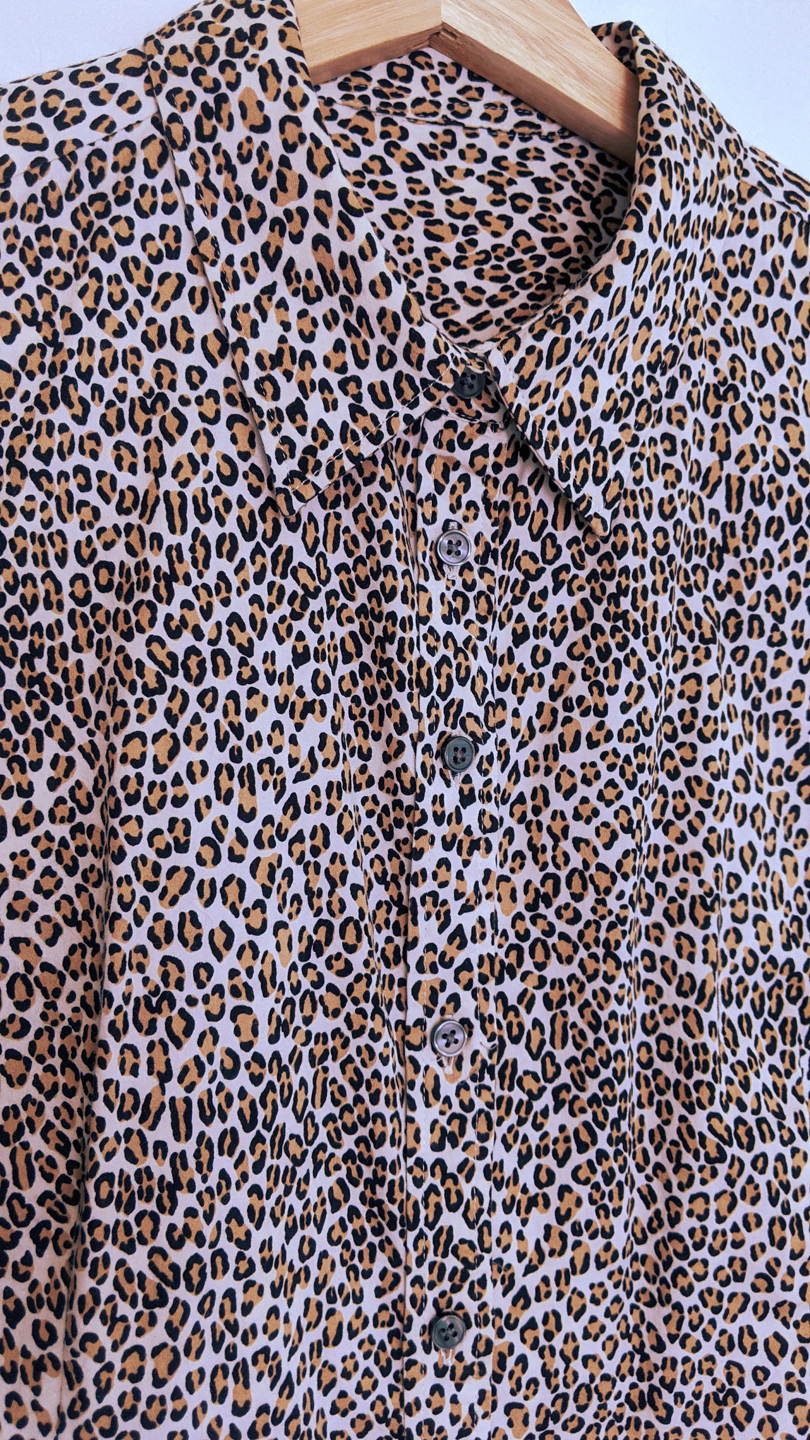 Cheetah print Button-up Longsleeved Cotton Shirt Size | Etsy